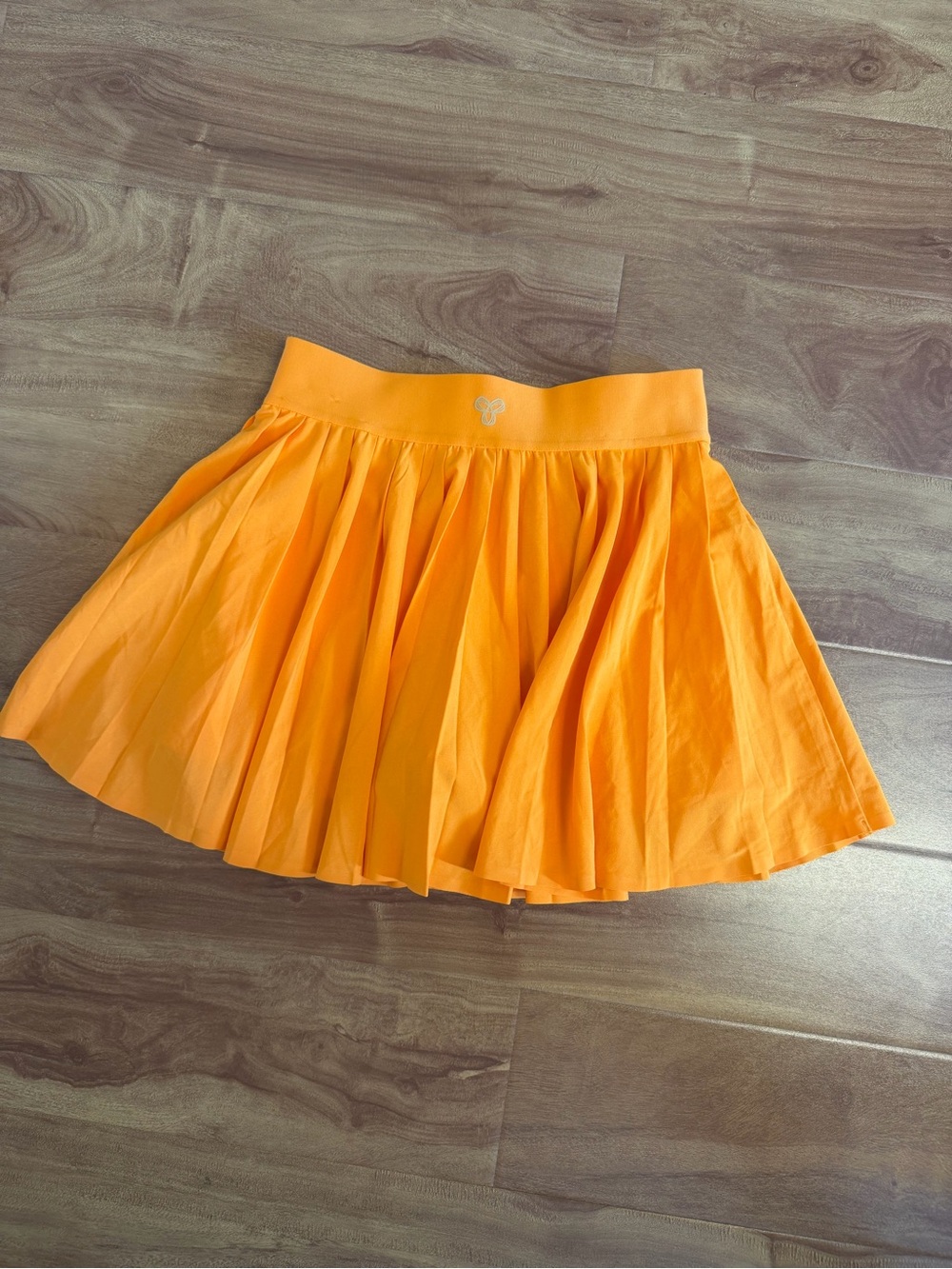Aritzia Orange Pleated Skater Skirt